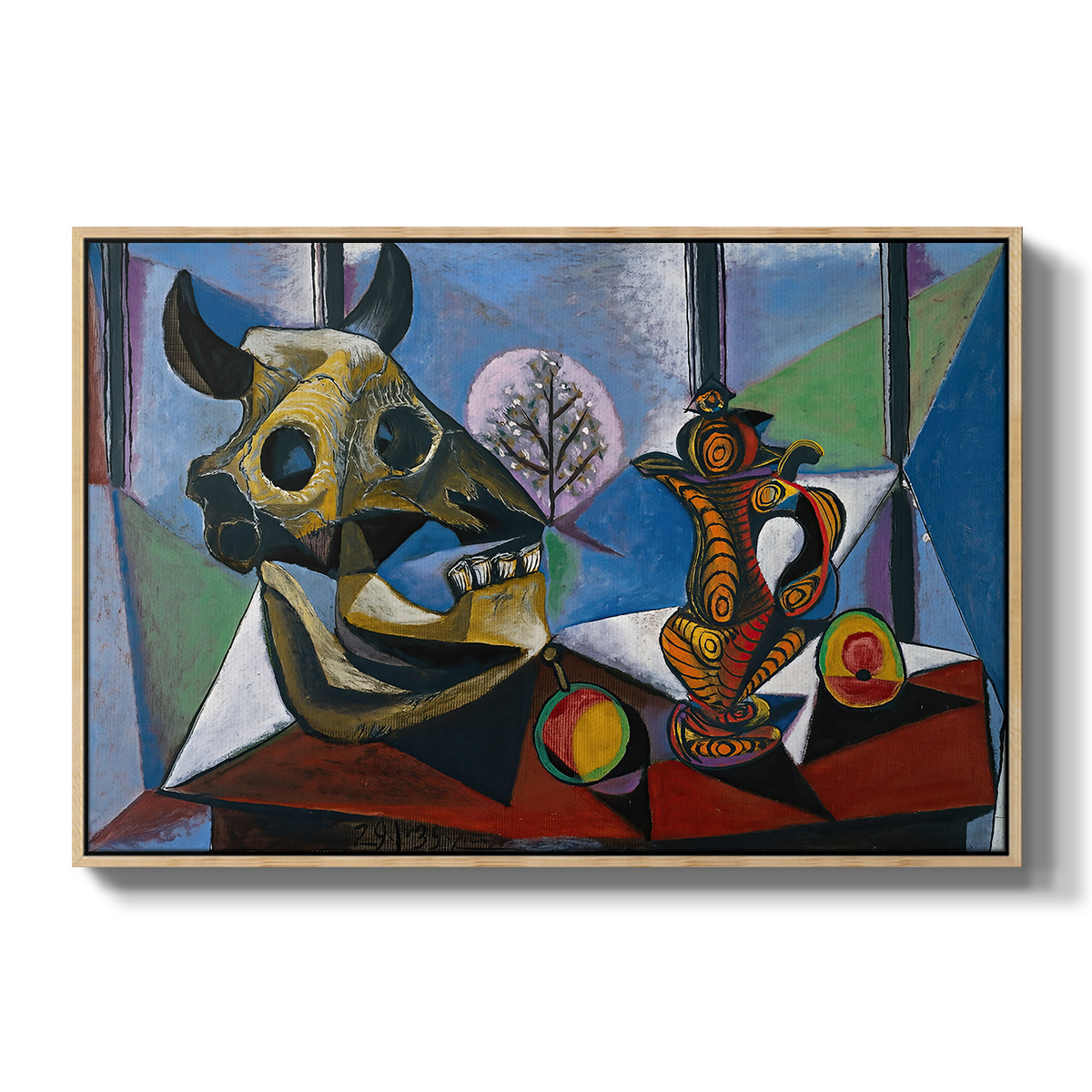 Still Life with Bull's Skull, 1939 - Floater Framed Canvas Print