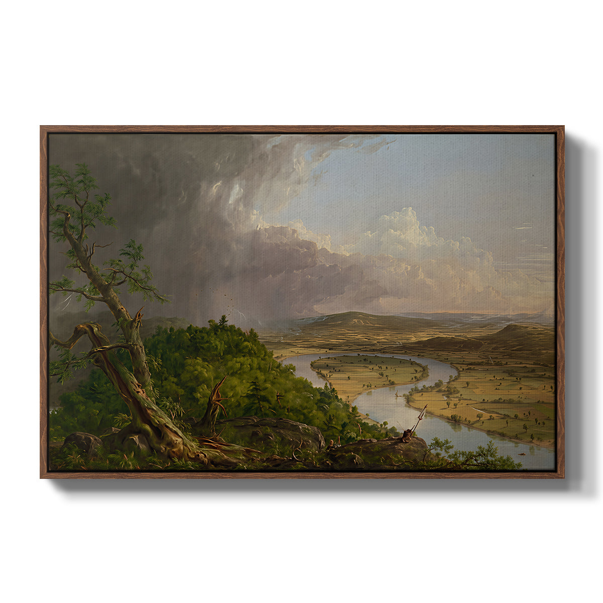 View from Mount Holyoke, Northampton, Massachusetts, after a Thunderstorm (Oxbow), 1836 - Floater Framed Canvas Print