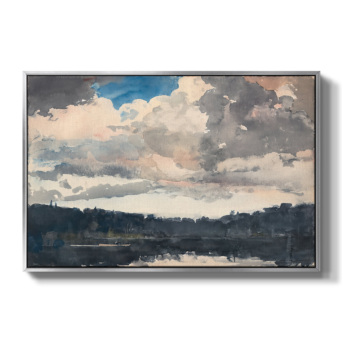 The Lone Boat, North Woods Club, Adirondacks, 1892 - Floater Framed Canvas Print