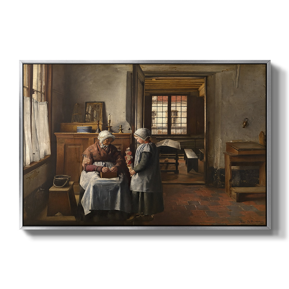 Grandmother's Feast, 1873 - Floater Framed Canvas Print