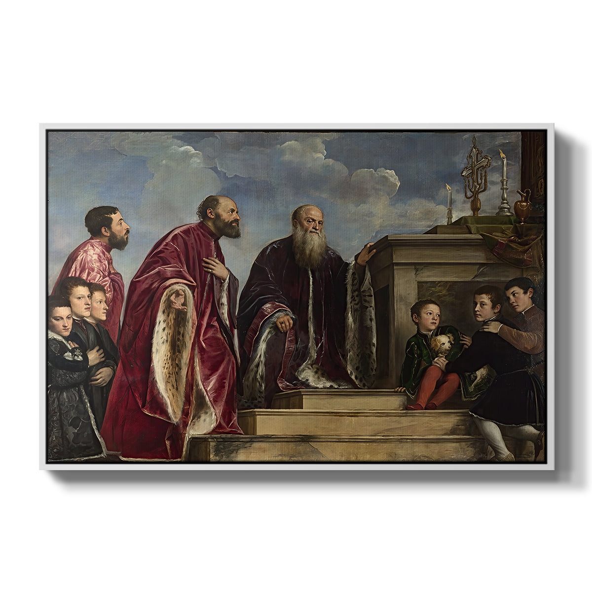 The Vendramin Family Venerating a Relic of the True Cross, c. 1540-1545 - Floater Framed Canvas Print