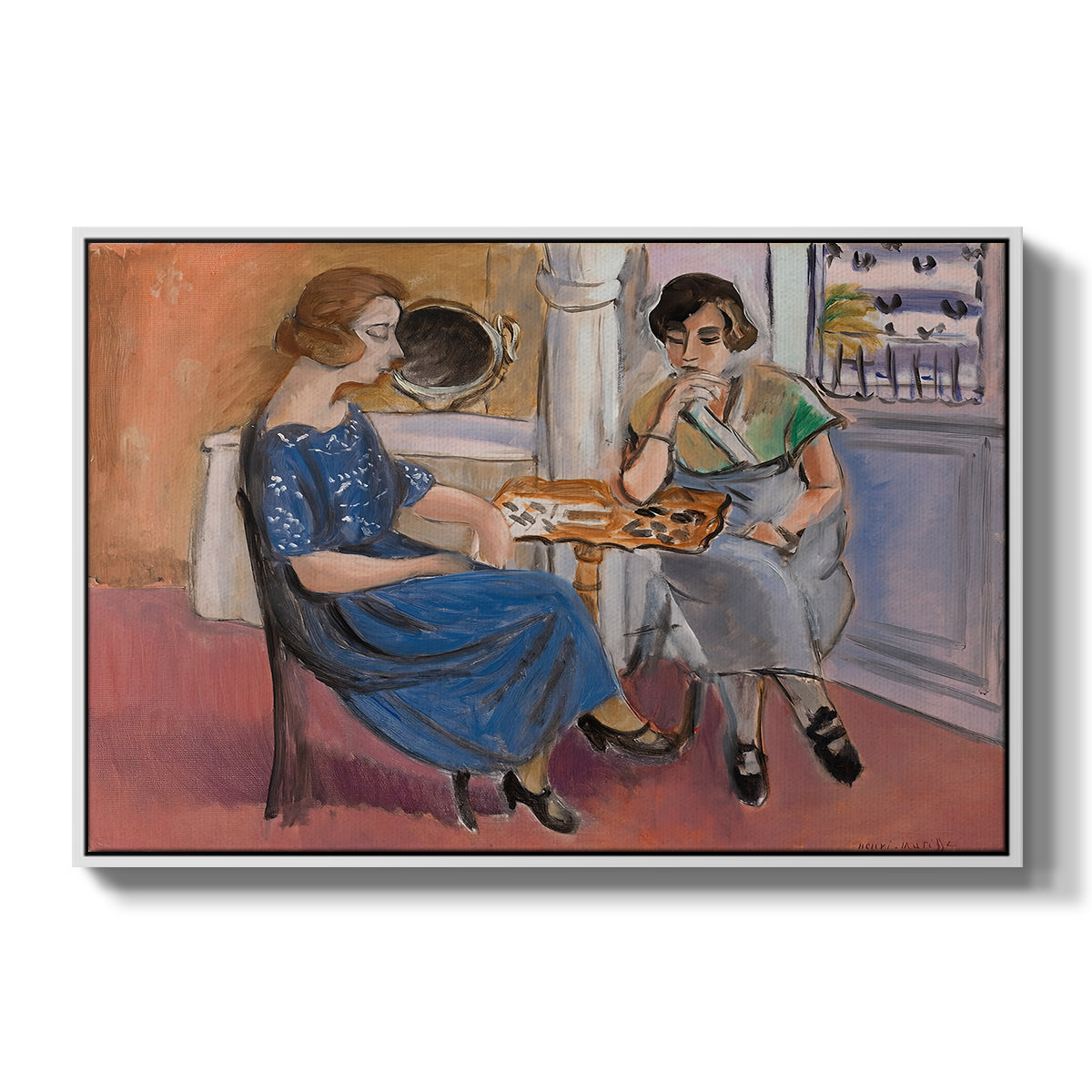 Domino Players, 1921 - Floater Framed Canvas Print