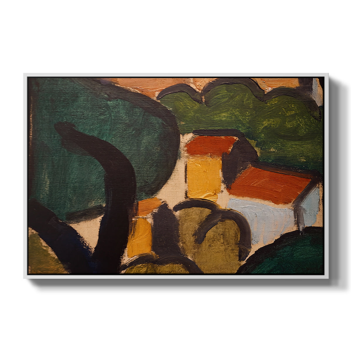 Landscape with Trees and Houses, c. 1905 - Floater Framed Canvas Print