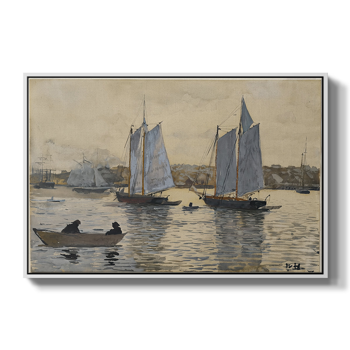 Two Schooners, Gloucester, c. 1880 - Floater Framed Canvas Print