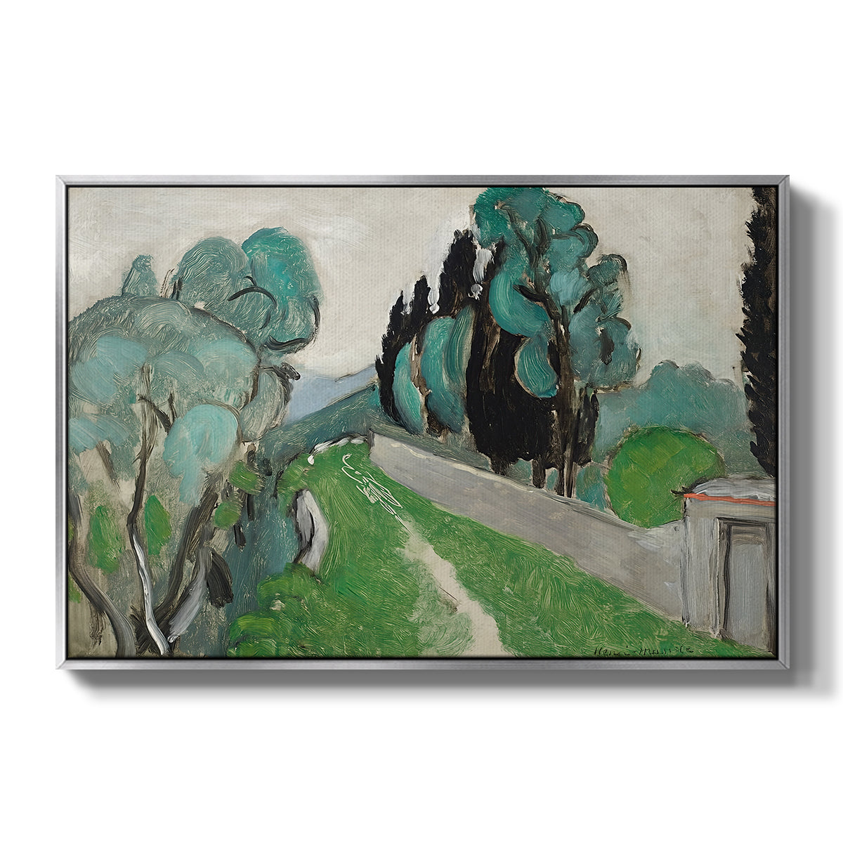 Landscape with Cypresses and Olive Trees near Nice, c. 1918 - Floater Framed Canvas Print