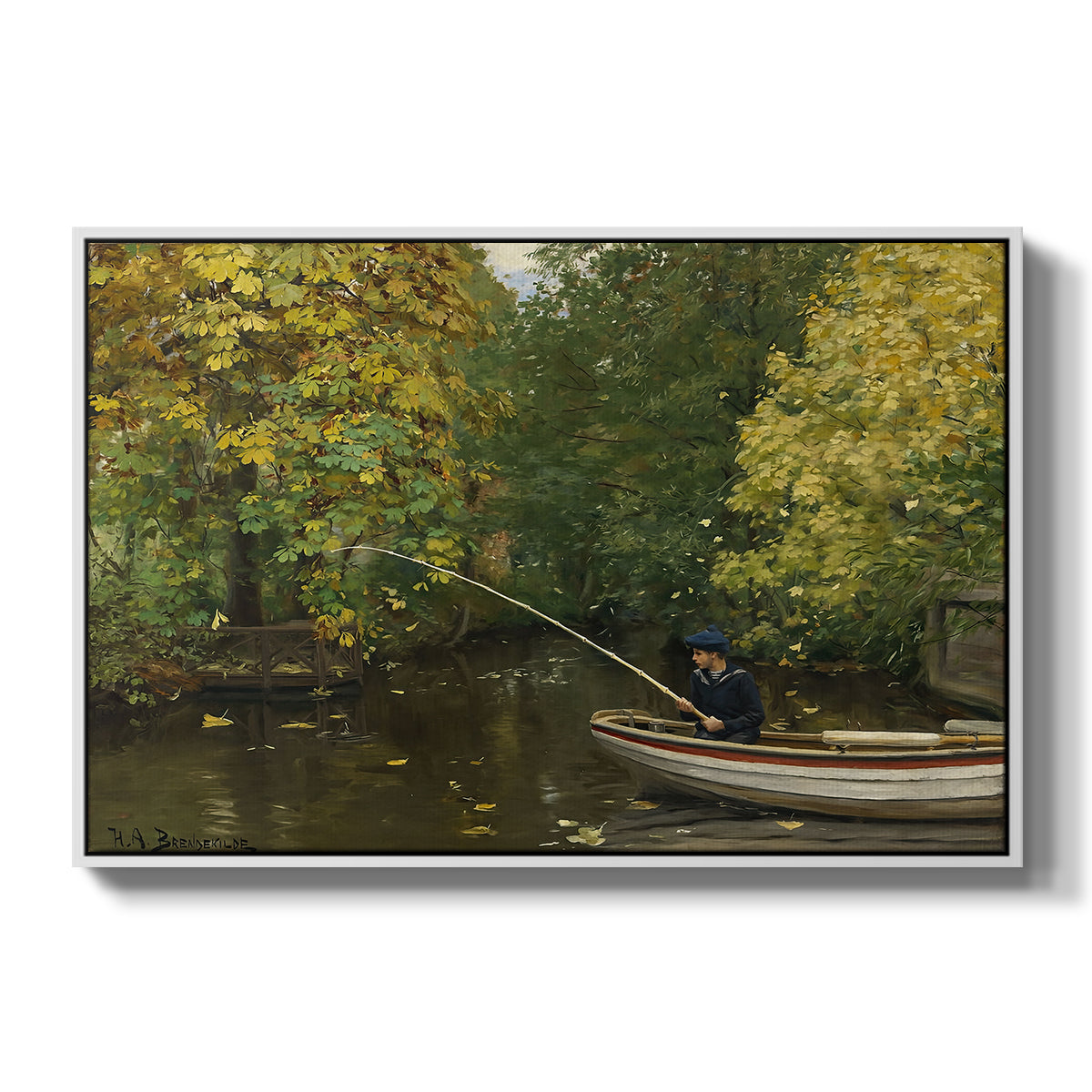 Fishing Boy, c. 1890 - Floater Framed Canvas Print