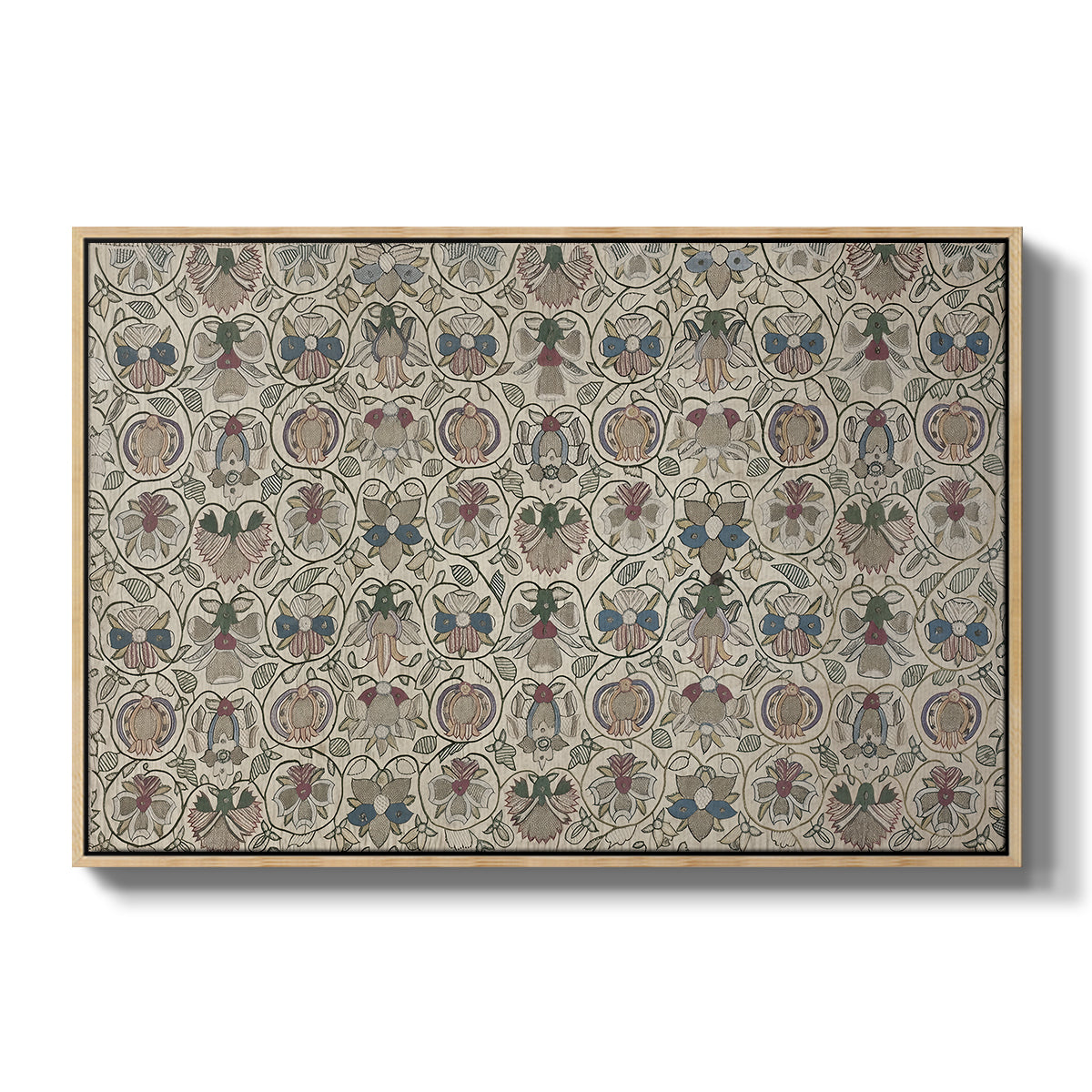 Long Cushion Cover (Printed Textile), c. 1600 - Floater Framed Canvas Print