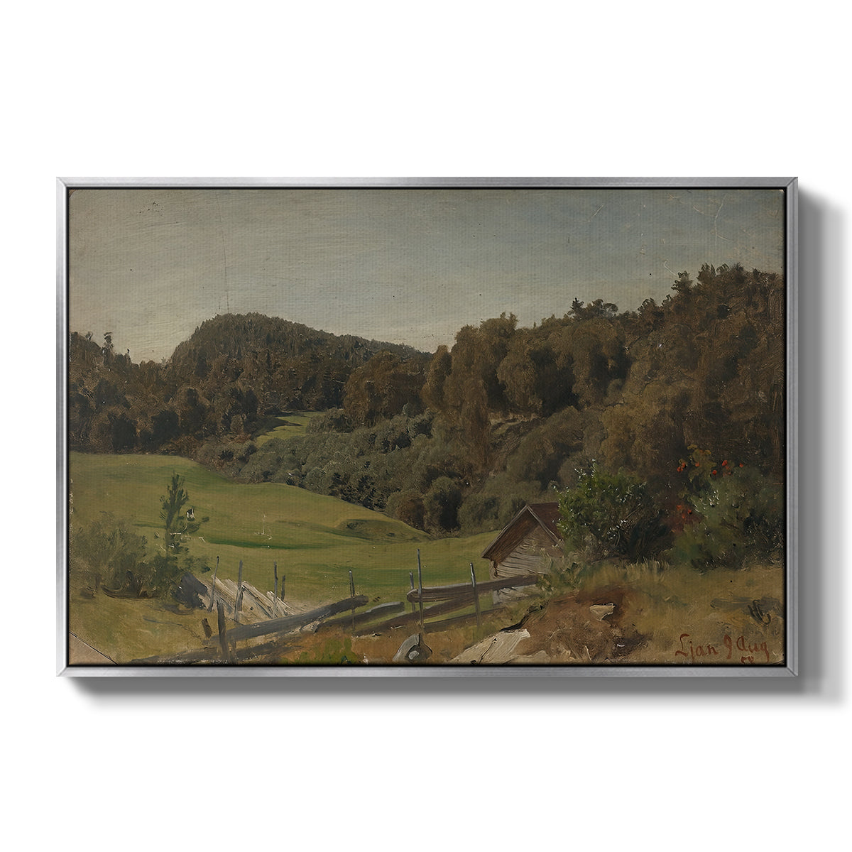 Landscape at Ljan, 1858 - Floater Framed Canvas Print