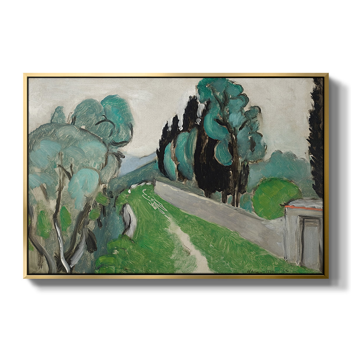 Landscape with Cypresses and Olive Trees near Nice, c. 1918 - Floater Framed Canvas Print