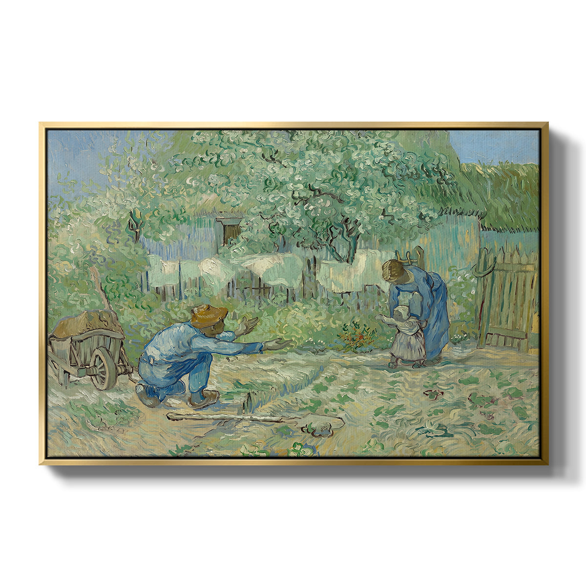First Steps after Millet, 1890 - Floater Framed Canvas Print