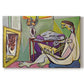 Canvas art print portraying an abstract female figure composed of geometric shapes, set against a white background