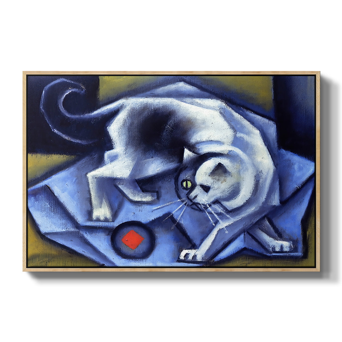 Cat Playing with a Ball, 1945-1950 - Floater Framed Canvas Print