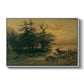 Wallowing Deer on the Shore of a Mountain Lake, c. 1850 - Floater Framed Canvas Print