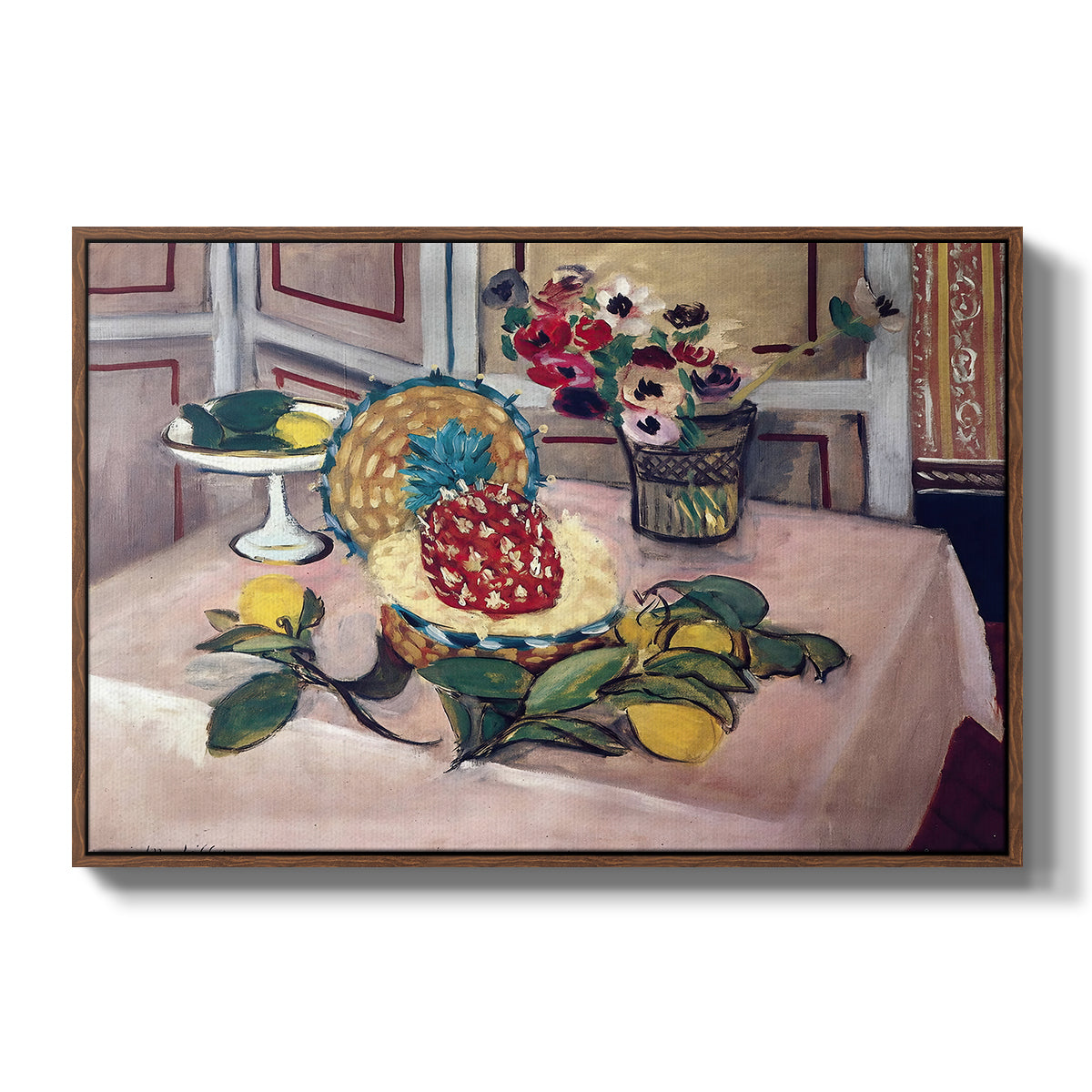 Still Life with Pineapple and Lemons, 1925 - Floater Framed Canvas Print