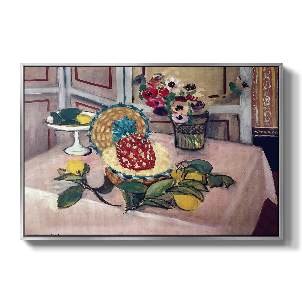 Still Life with Pineapple and Lemons, 1925 - Floater Framed Canvas Print