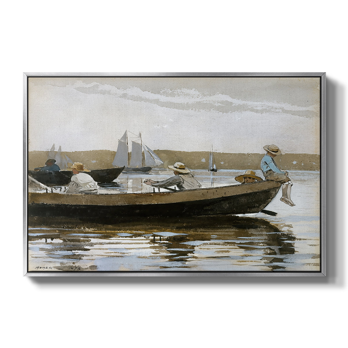 Boys in a Dory, 1873 - Floater Framed Canvas Print
