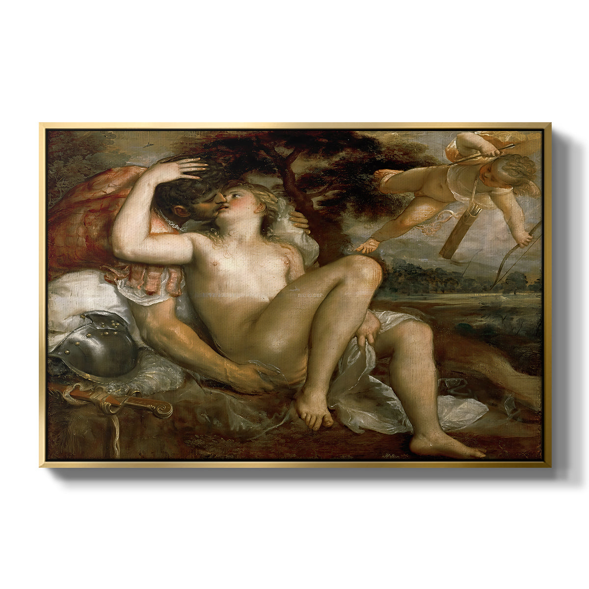 Mars, Venus and Cupid, c. 1530 - Floater Framed Canvas Print