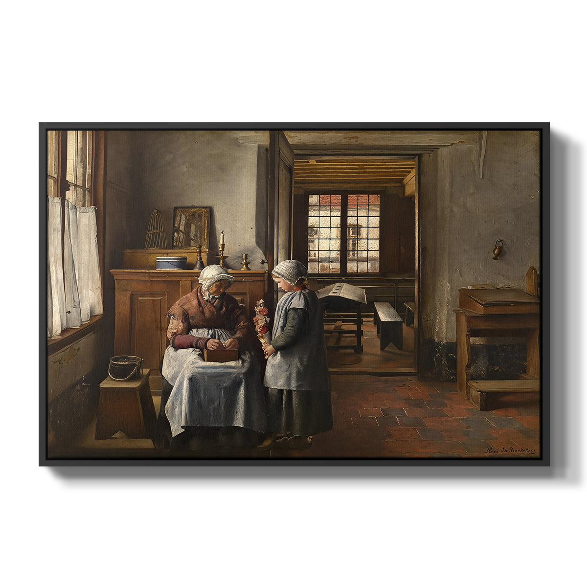 Grandmother's Feast, 1873 - Floater Framed Canvas Print