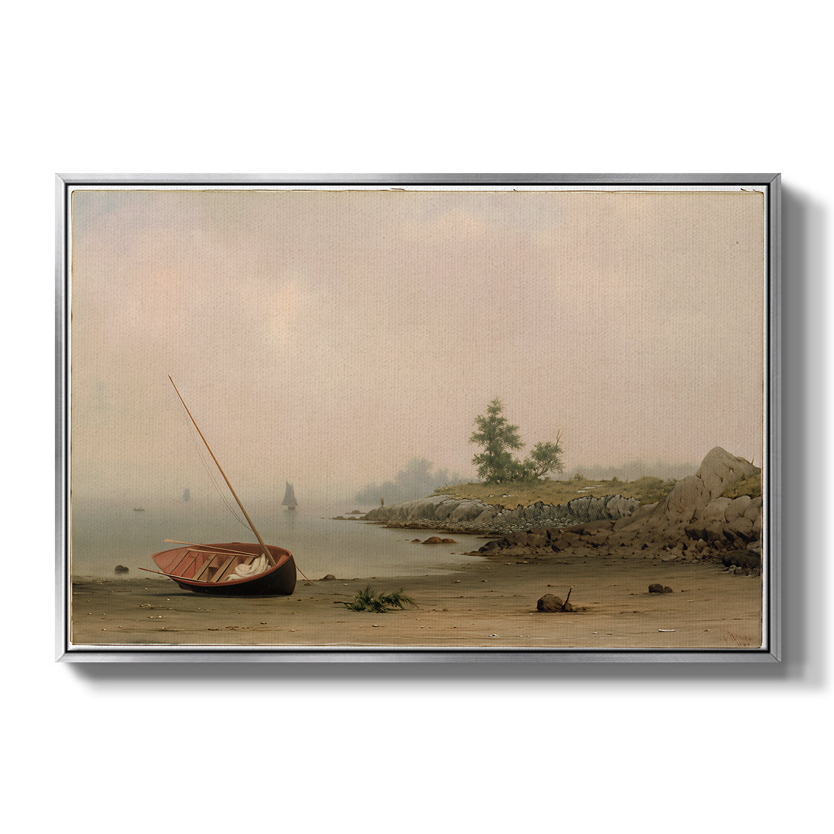 The Stranded Boat, 1863 - Floater Framed Canvas Print