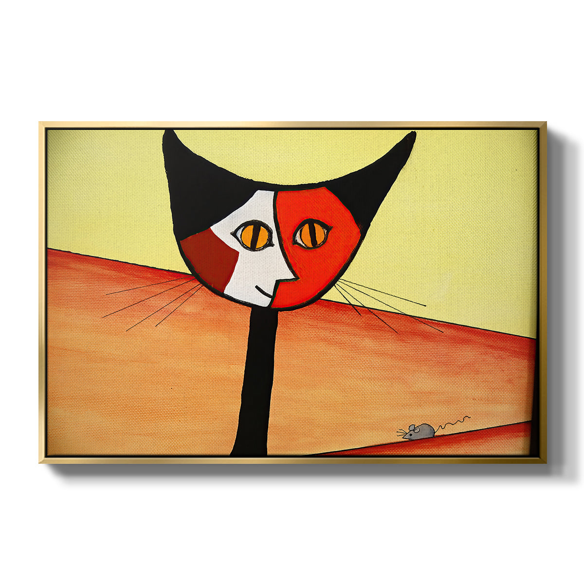 Picasso's Cat–El Gato - Floater Framed Canvas Print