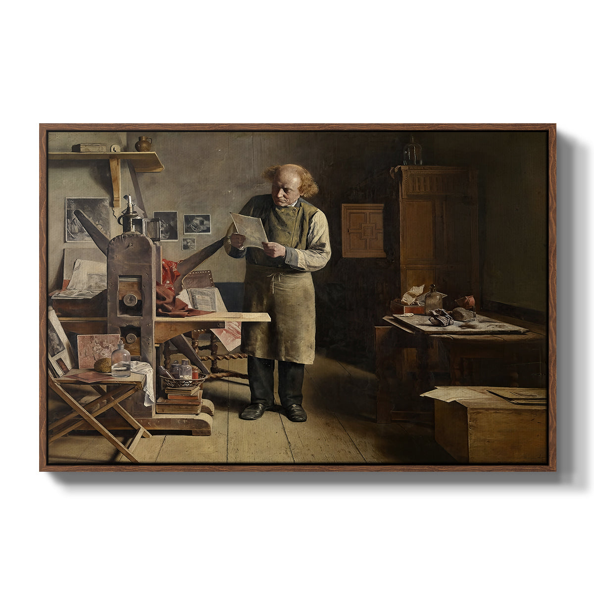 The Plate Printer, 1875 - Floater Framed Canvas Print