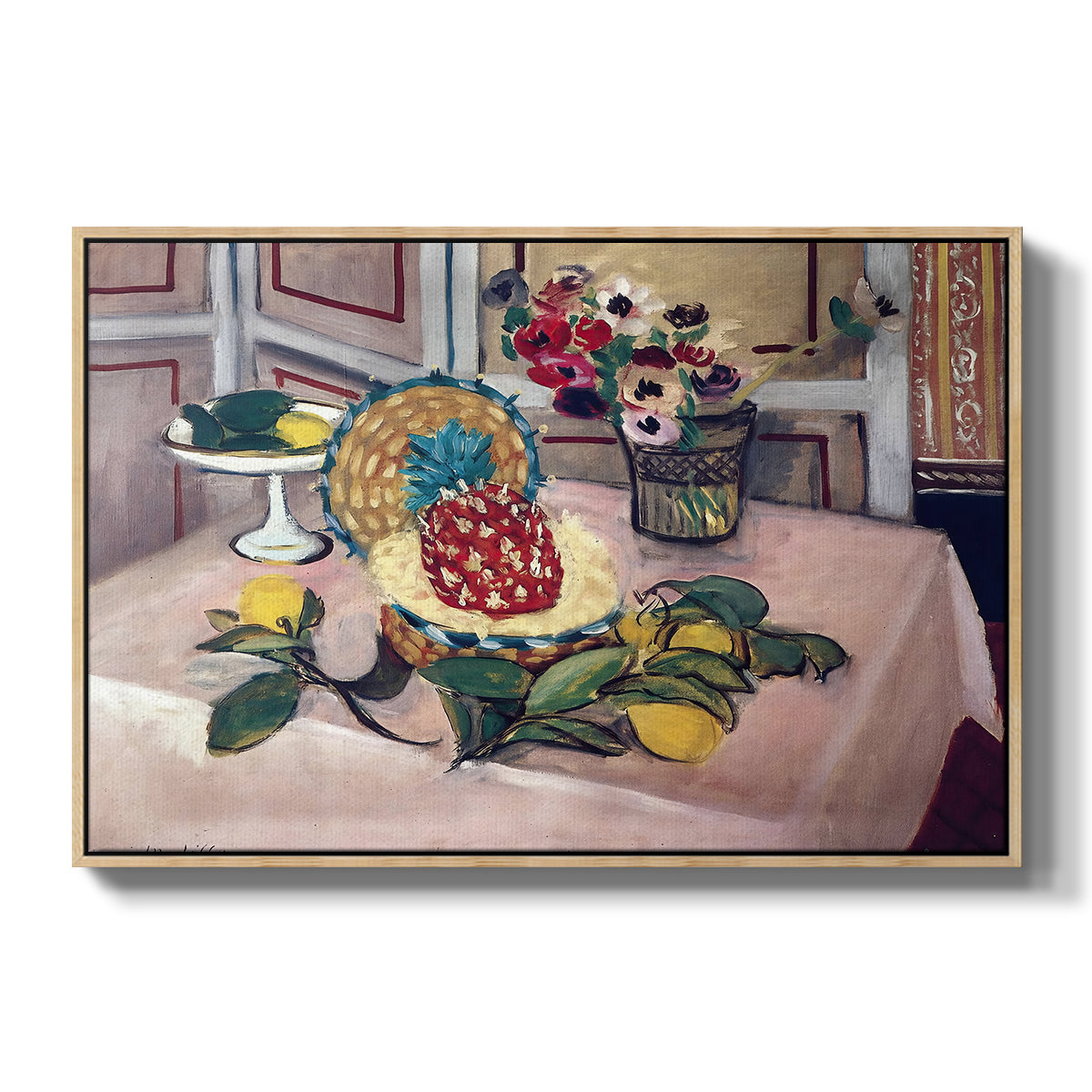 Still Life with Pineapple and Lemons, 1925 - Floater Framed Canvas Print
