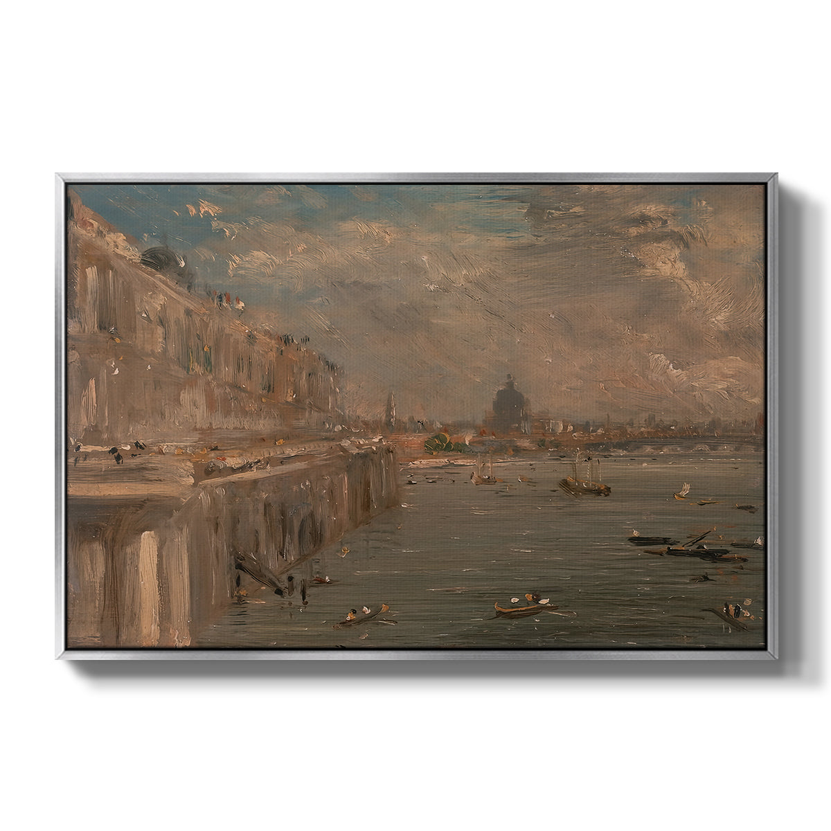 Somerset House Terrace from Waterloo Bridge, c. 1819 - Floater Framed Canvas Print