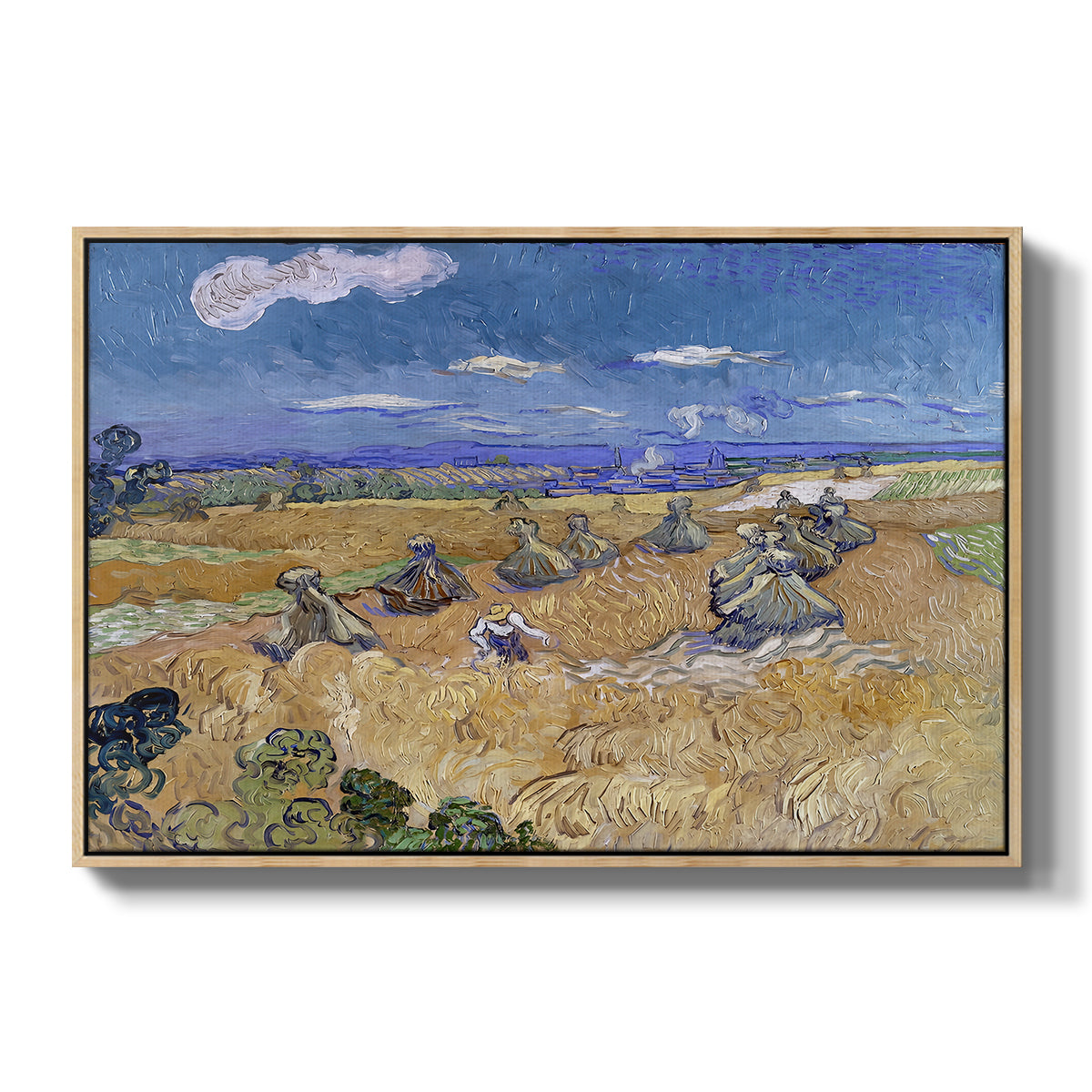 Wheat Field with Reaper, Auvers, 1888 - Floater Framed Canvas Print