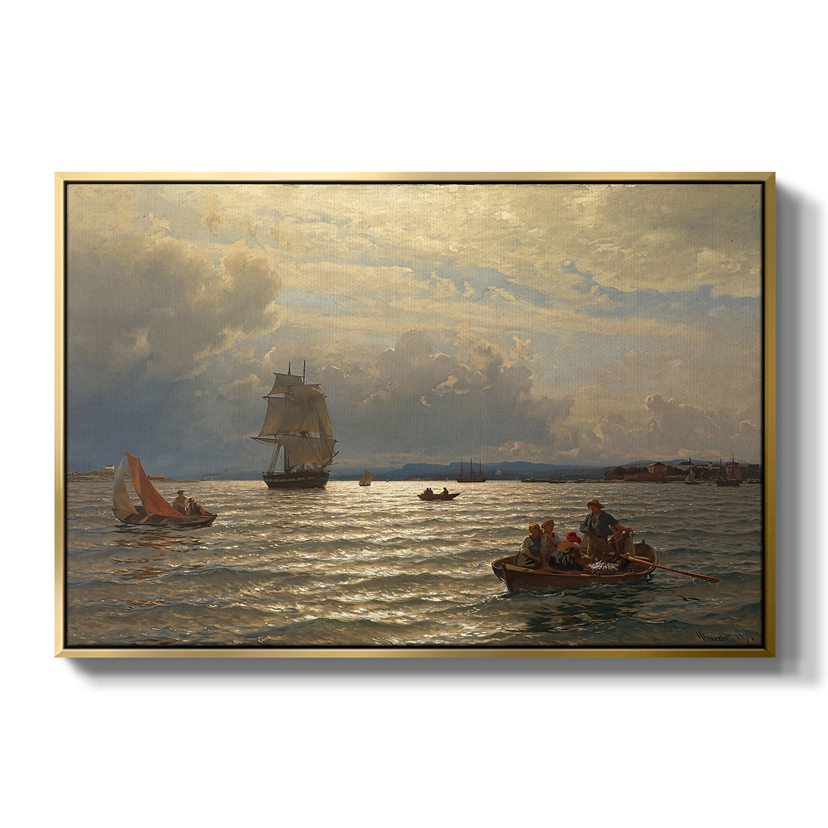 From the Inlet of Oslo, 1874 - Floater Framed Canvas Print