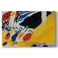 Canvas art print portraying an abstract composition dominated by dark forms and bright yellow field suggesting musical performance, set against a white background