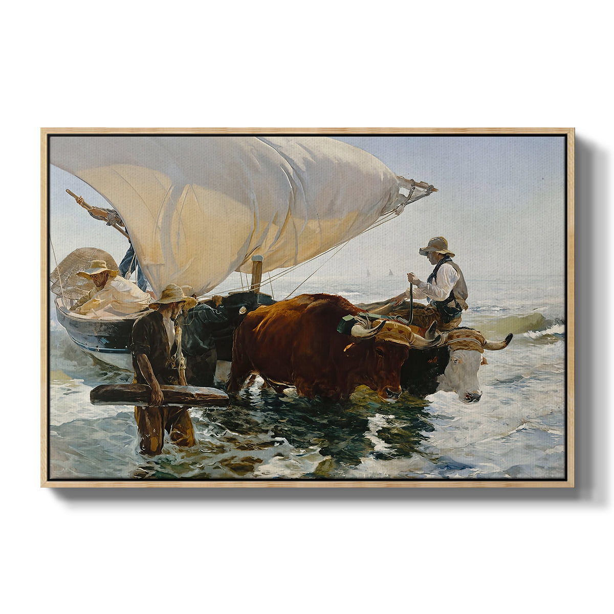 The Return from Fishing: Hauling the Boat, 1894 - Floater Framed Canvas Print
