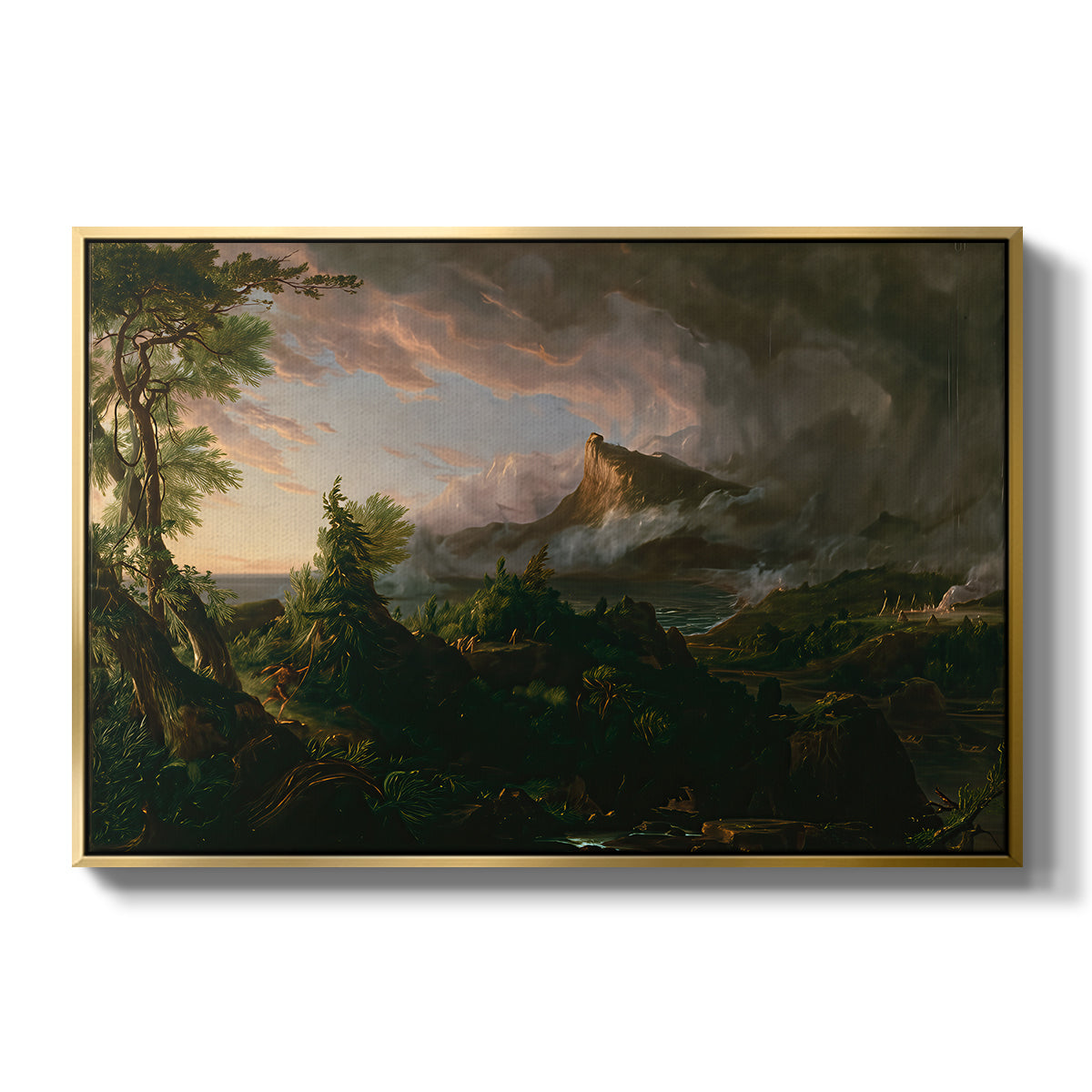 The Course of Empire: The Savage State, 1834 - Floater Framed Canvas Print