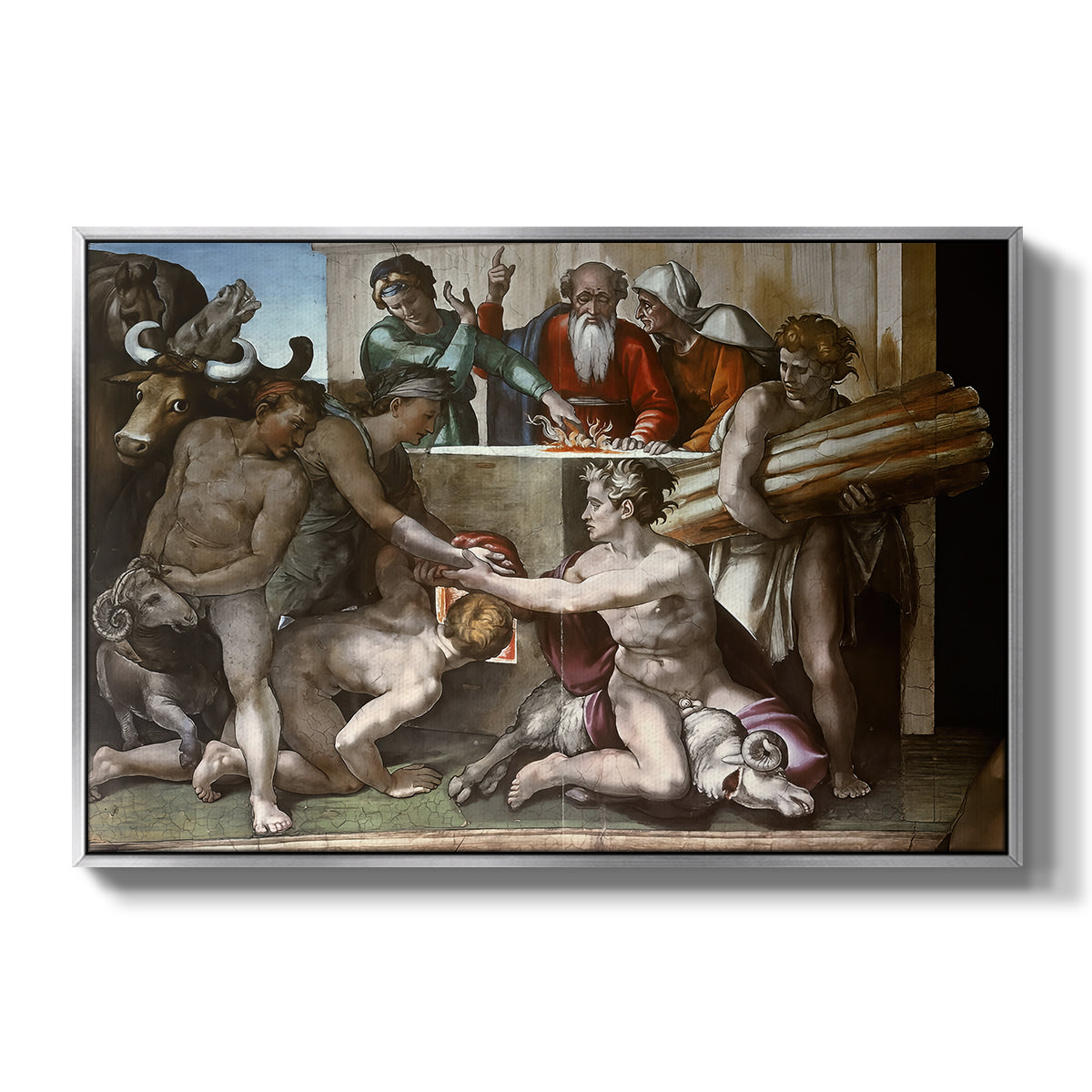 The Sacrifice of Noah (Sistine Chapel), 1509 - Floater Framed Canvas Print