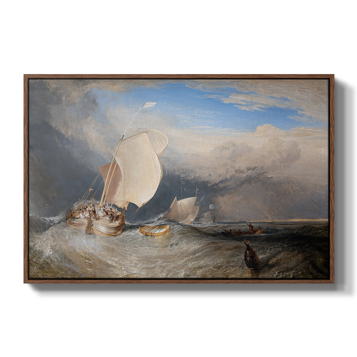 Fishing Boats with Hucksters Bargaining for Fish, 1837-1838 - Floater Framed Canvas Print