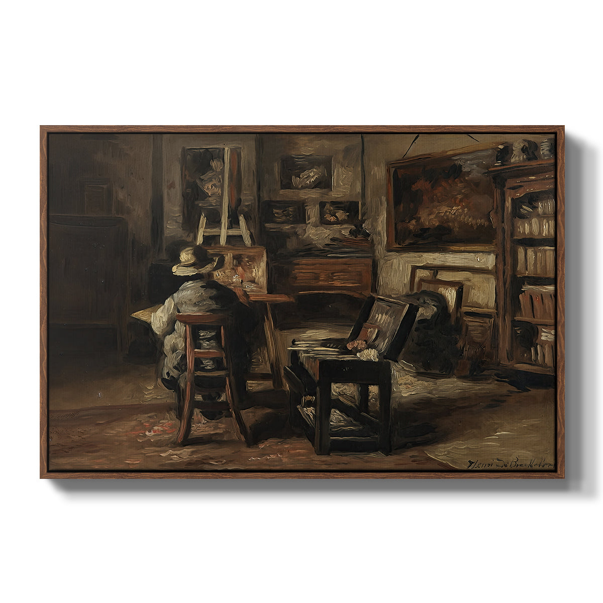 The Studio of Ferdinand De Braekeleer I, Father of the Painter, c. 1873-1885 - Floater Framed Canvas Print