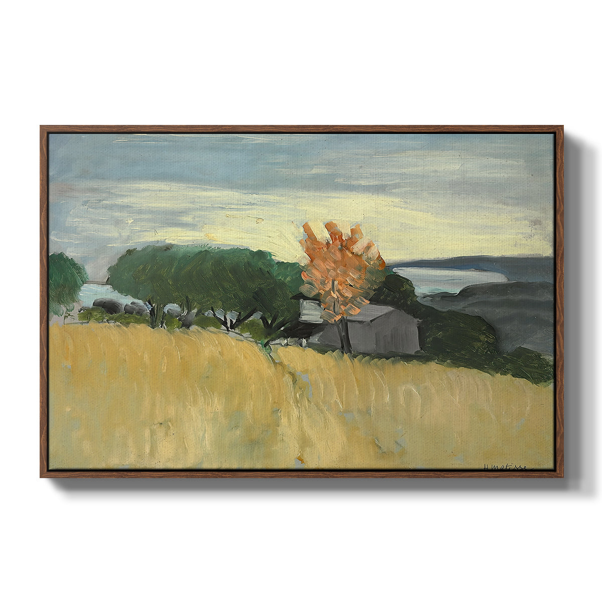 Fields of Wheat in Cagnes, 1918 - Floater Framed Canvas Print