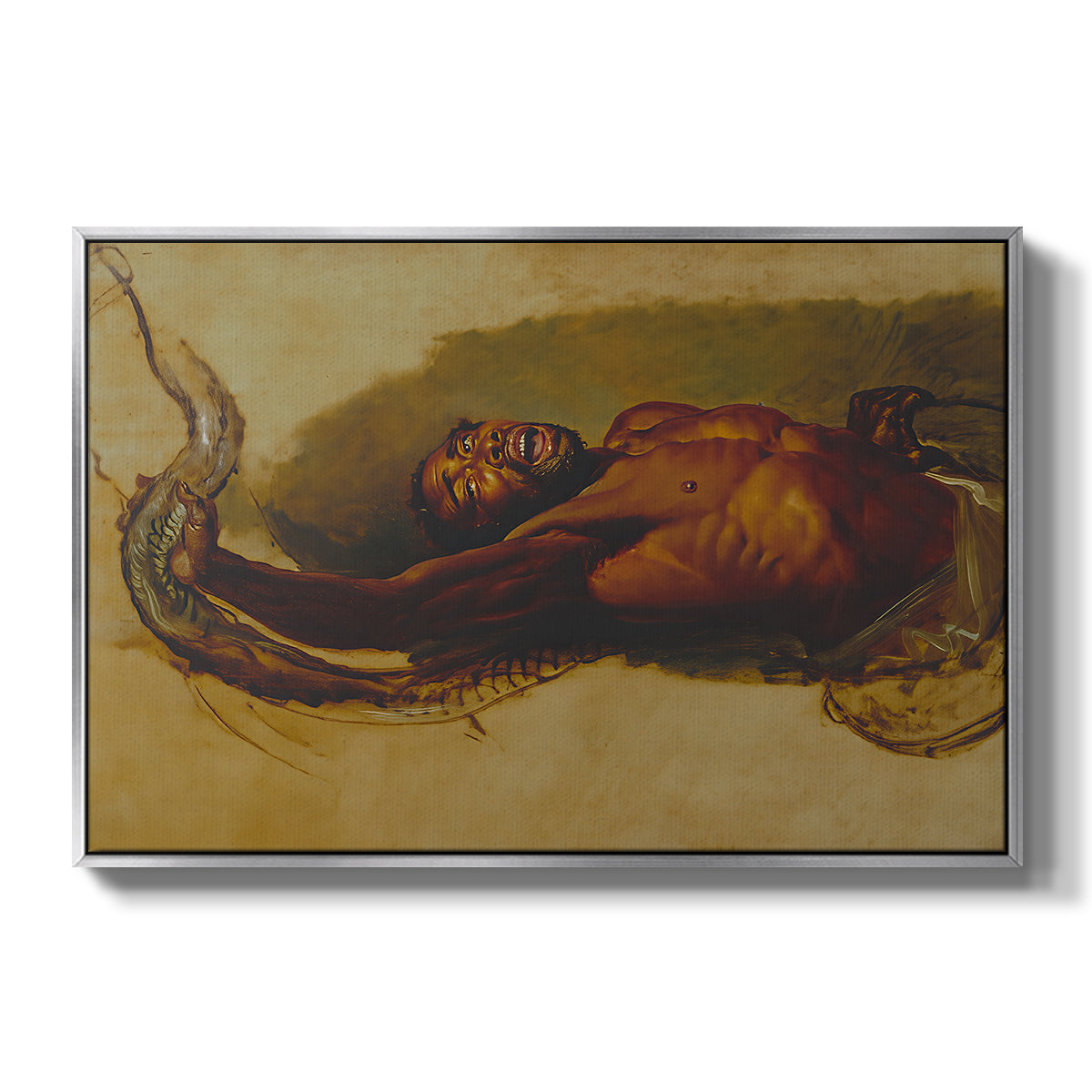 Man Struggling with a Boa Constrictor, c. 1803 - Floater Framed Canvas Print