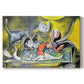 Canvas art print portraying an abstract still life combining cat and lobster, set against a white background