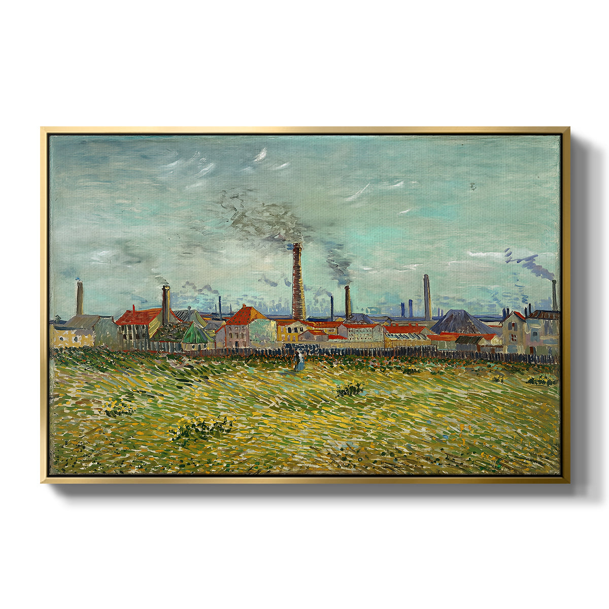 Factories at Clichy, 1887 - Floater Framed Canvas Print