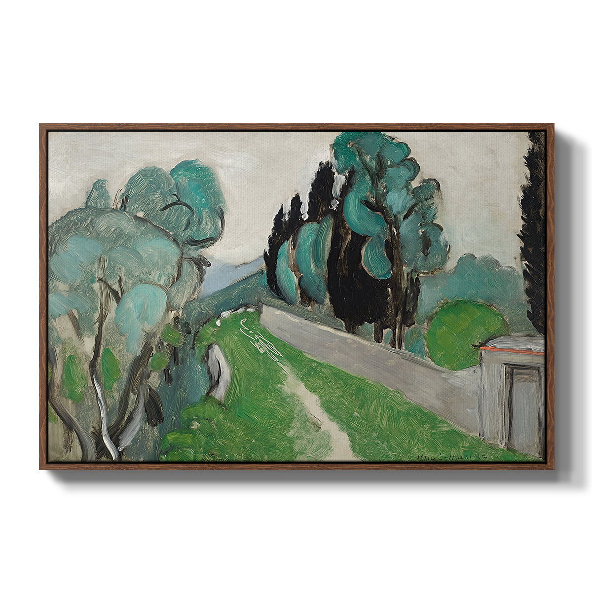Landscape with Cypresses and Olive Trees near Nice, c. 1918 - Floater Framed Canvas Print