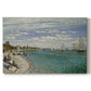 Canvas art print portraying sailboats gathered near shore with flags and spectators along coastline, set against a white background