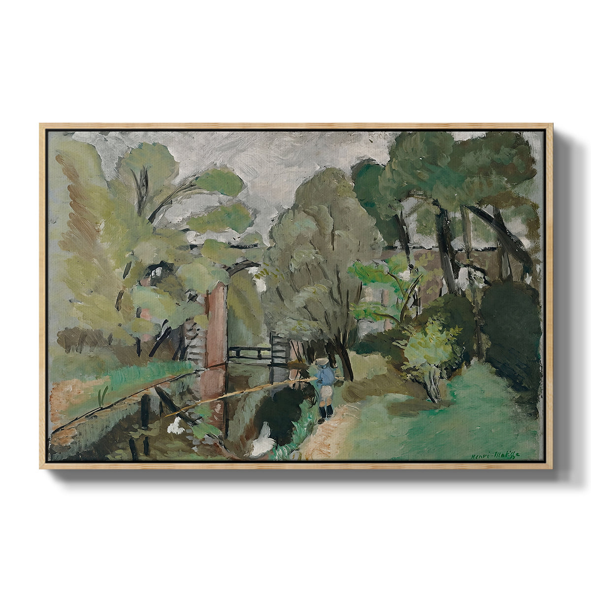 The Little Fisherman, Maintenon, 1918 - Floater Framed Canvas Print