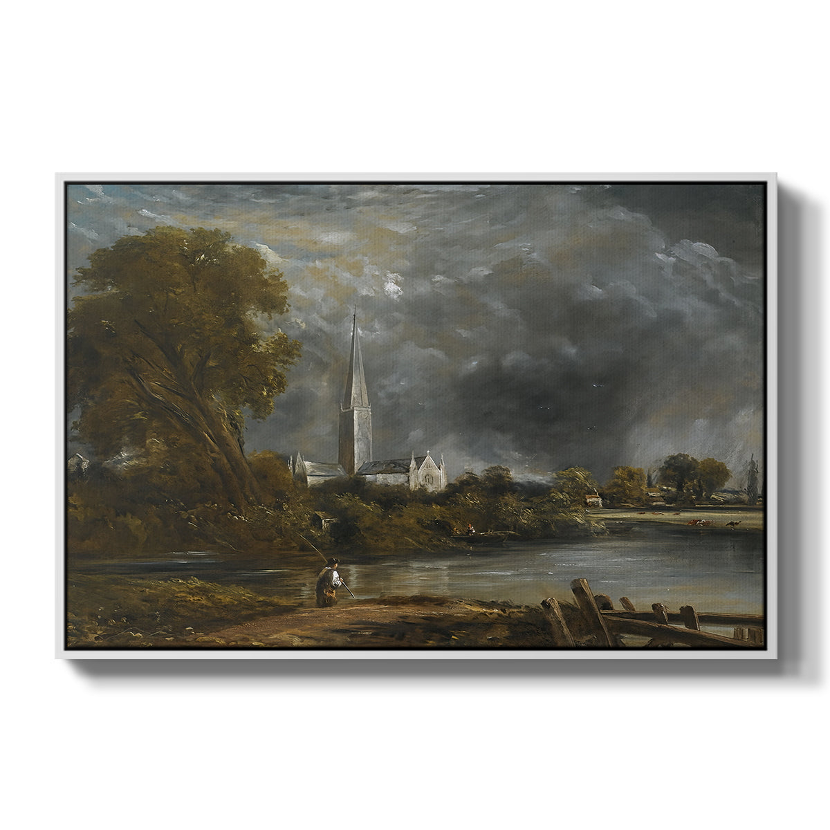 Salisbury Cathedral from the Meadows, c. 1831 - Floater Framed Canvas Print