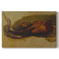 Canvas art print portraying a man grappling with large snake in dramatic physical struggle, set against a white background