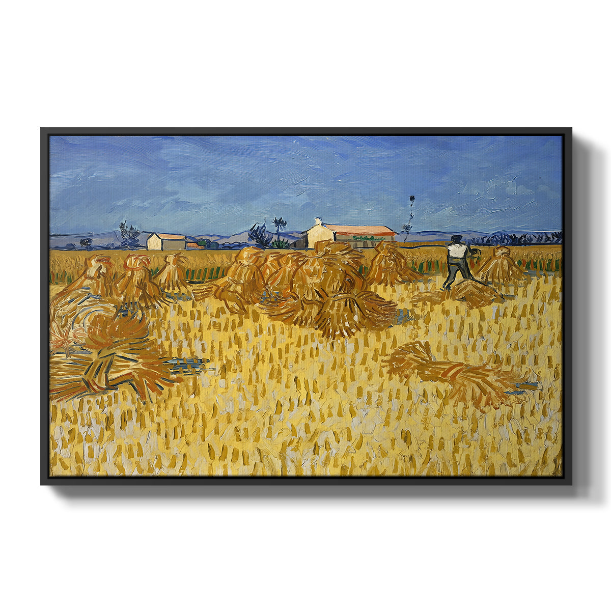 Wheat Field with Sheaves (Harvest in Provence), 1888 - Floater Framed Canvas Print