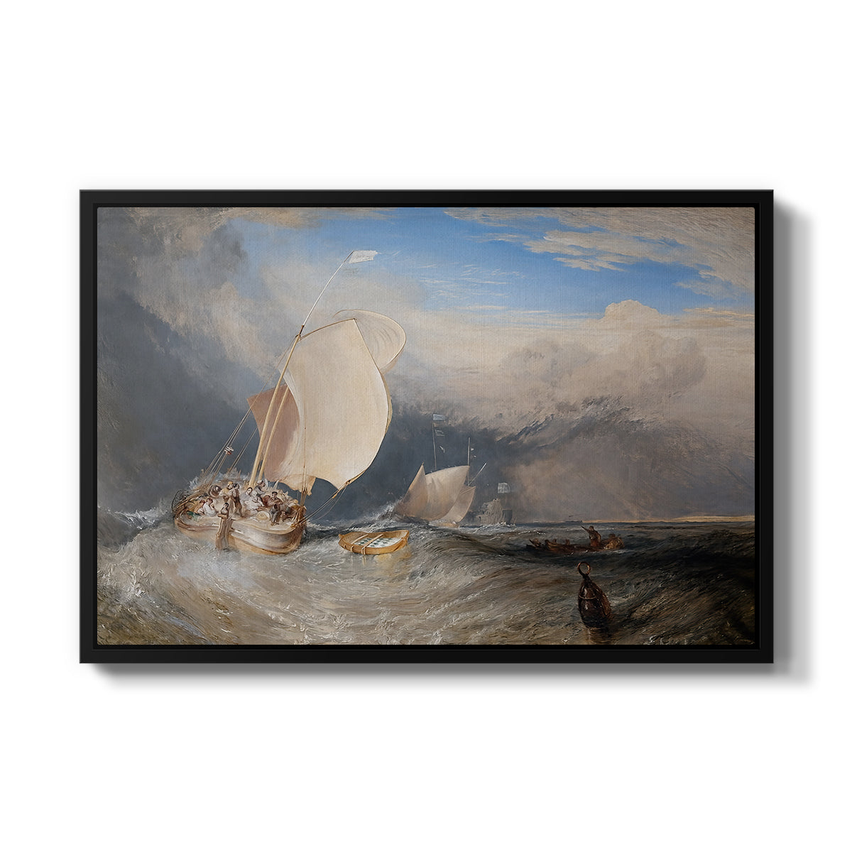 Fishing Boats with Hucksters Bargaining for Fish, 1837-1838 - Floater Framed Canvas Print