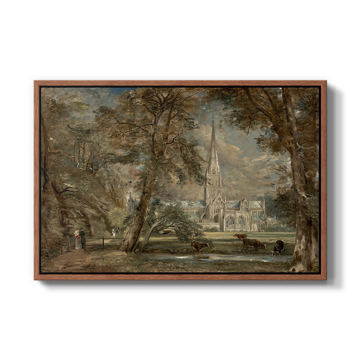 Salisbury Cathedral from the Bishop's Grounds, c. 1822-1823 - Floater Framed Canvas Print