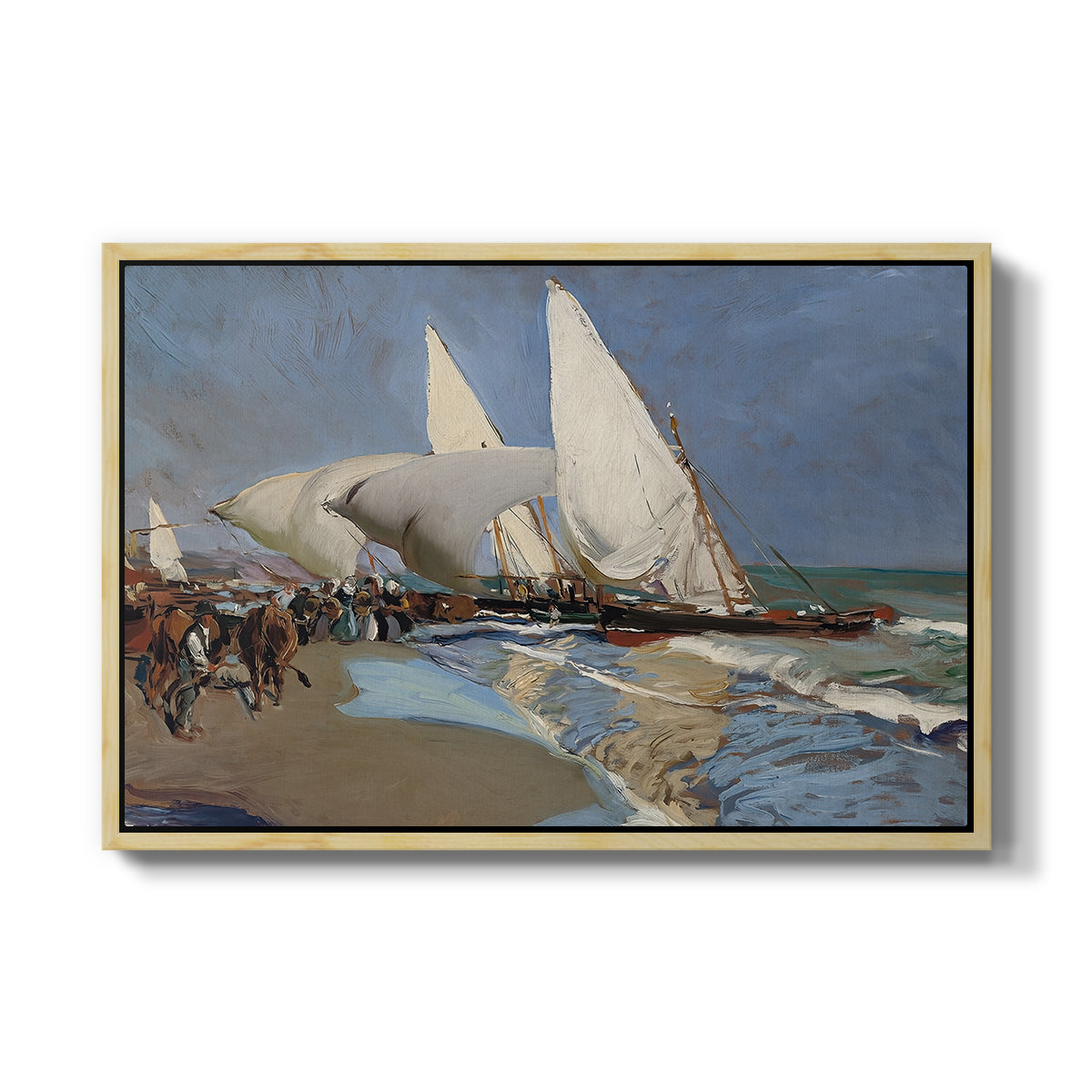 The Beach at Valencia, 1908 - Floater Framed Canvas Print