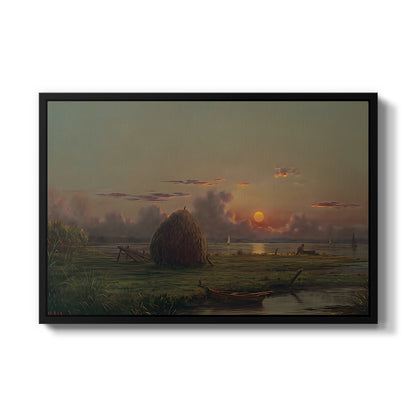 Haystack at Sunset, 1880 - Floater Framed Canvas Print
