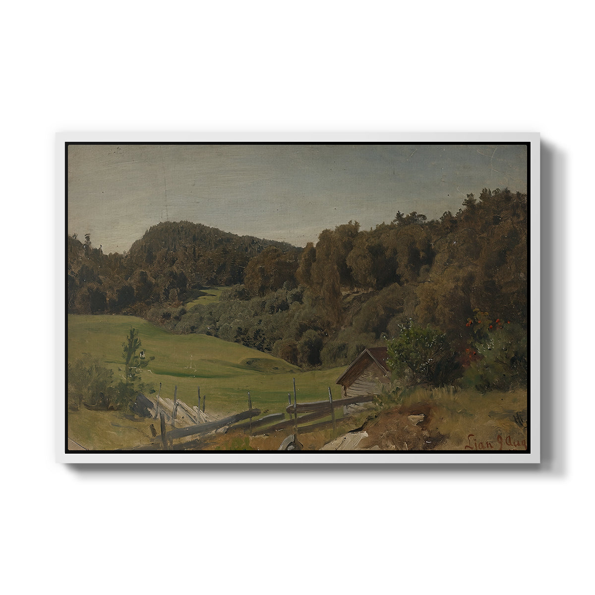 Landscape at Ljan, 1858 - Floater Framed Canvas Print